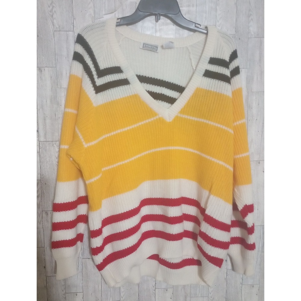 Vintage Andrew St.John Striped Sweater‎ Retro Preppy Chunky Knit Oversized Large